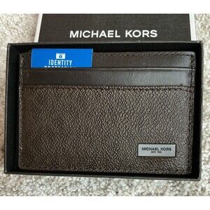 Michael Kors Jet Set Mens Brown Card Case Wallet NEW